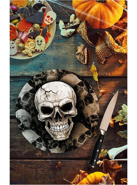 6 platos de calaveras Halloween (23 cm) - Guirca | Funidelia