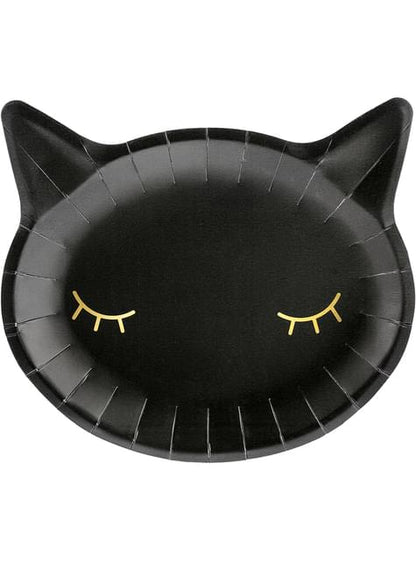6 platos de gato negro (22 cm)