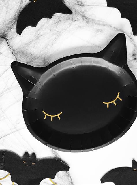 6 platos de gato negro (22 cm)