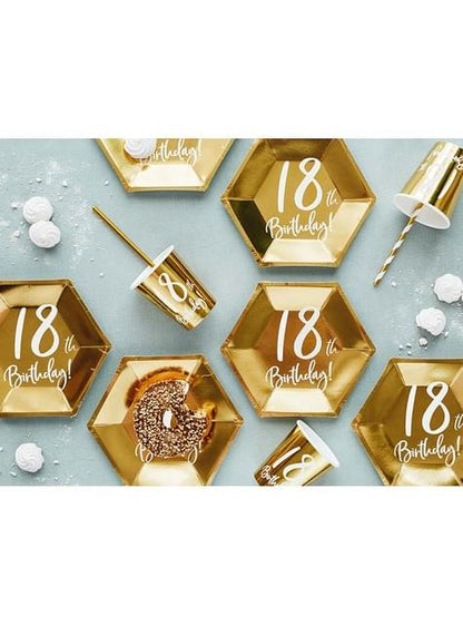 6 platos dorados 18 cumpleaños (20 cm)