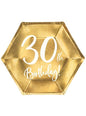 6 platos dorados 30 cumpleaños (20 cm) - Partydeco | Funidelia
