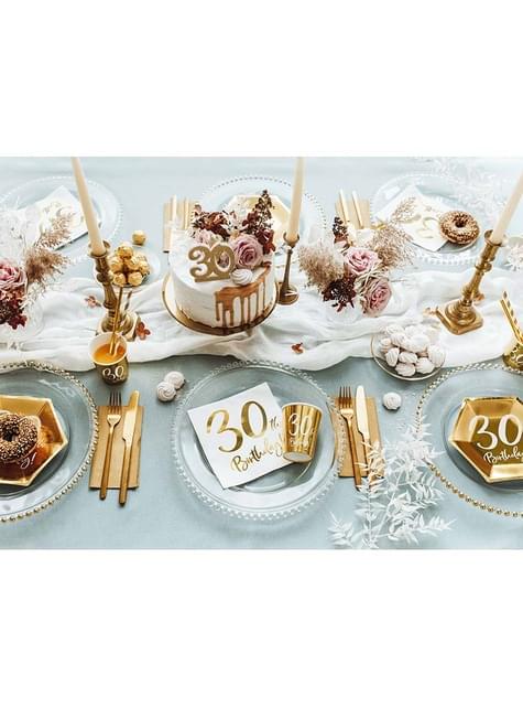 6 platos dorados 30 cumpleaños (20 cm) - Partydeco | Funidelia