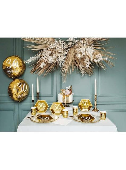 6 platos dorados 30 cumpleaños (20 cm) - Partydeco | Funidelia