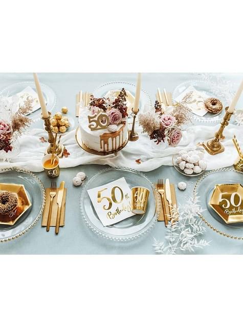6 platos dorados 50 cumpleaños (20 cm) - Partydeco | Funidelia