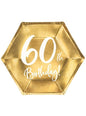 6 platos dorados 60 cumpleaños (20 cm)