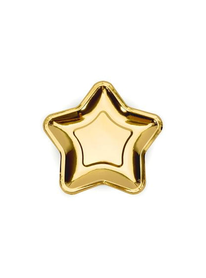 6 platos dorados con forma de estrella de papel (18 cm) - New Year’s Eve & Carnival