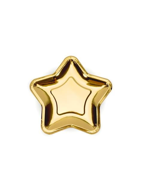 6 platos dorados con forma de estrella de papel (18 cm) - New Year’s Eve & Carnival