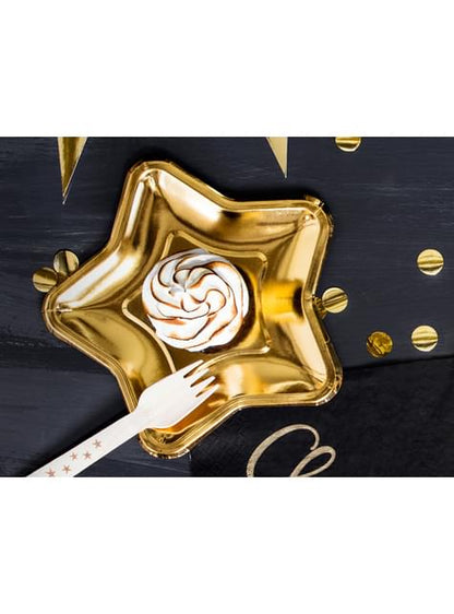 6 platos dorados con forma de estrella de papel (18 cm) - New Year’s Eve & Carnival