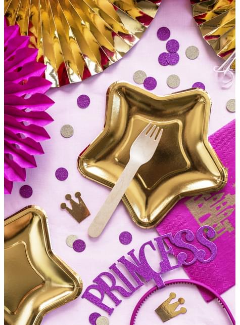 6 platos dorados con forma de estrella de papel (18 cm) - New Year’s Eve & Carnival