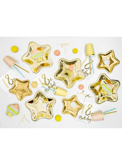 6 platos dorados con forma de estrella de papel (23 cm) - Princess Party - Partydeco | Funidelia