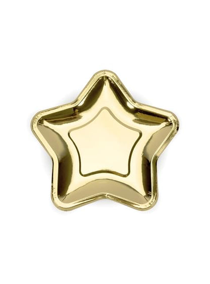 6 platos dorados con forma de estrella de papel (23 cm) - Princess Party - Partydeco | Funidelia