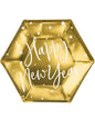 6 platos Fin de Año Happy New Year dorados (20 cm) - Jolly New Year