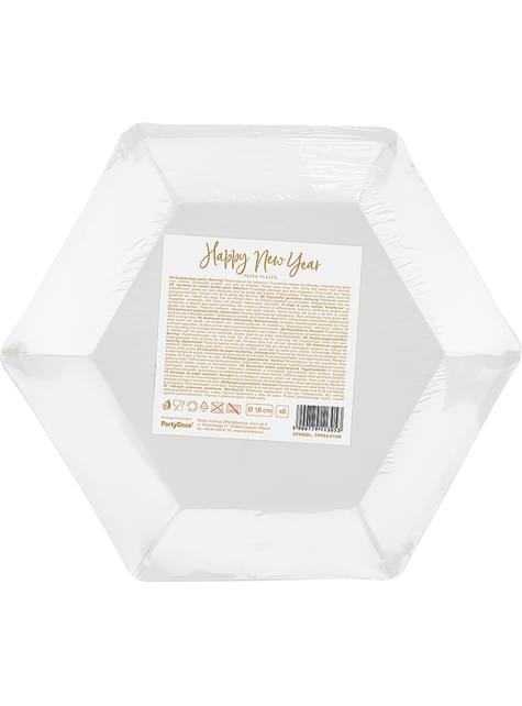 6 platos Fin de Año Happy New Year dorados (20 cm) - Jolly New Year