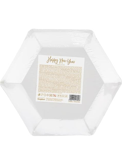 6 platos Fin de Año Happy New Year dorados (20 cm) - Jolly New Year