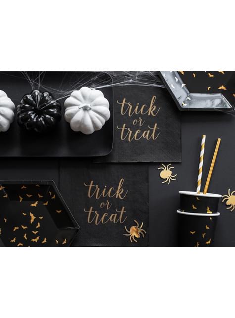 6 platos negros con murciélagos dorados de papel (20 cm) - Trick or Treat Collection - Partydeco | Funidelia