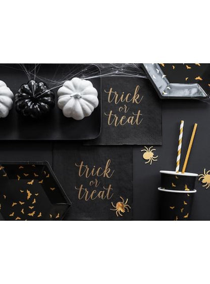 6 platos negros con murciélagos dorados de papel (20 cm) - Trick or Treat Collection - Partydeco | Funidelia