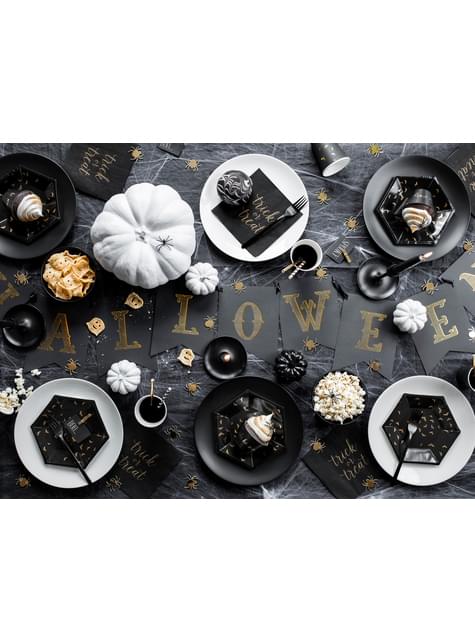 6 platos negros con murciélagos dorados de papel (20 cm) - Trick or Treat Collection - Partydeco | Funidelia