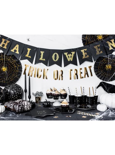 6 platos negros con murciélagos dorados de papel (20 cm) - Trick or Treat Collection - Partydeco | Funidelia