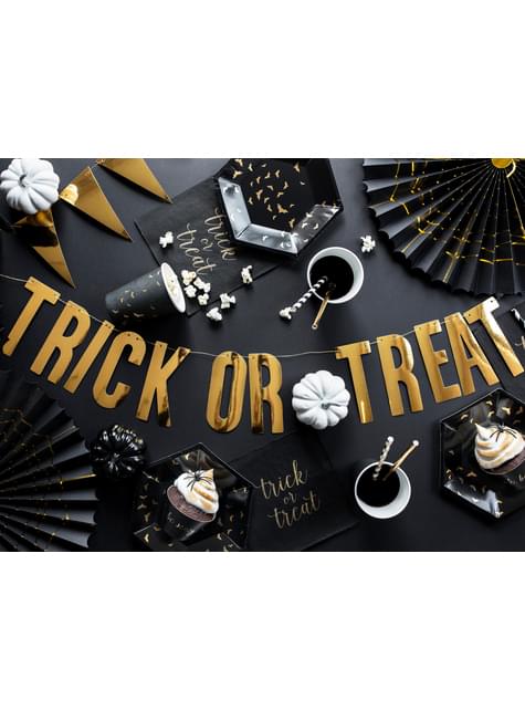 6 platos negros con murciélagos dorados de papel (20 cm) - Trick or Treat Collection - Partydeco | Funidelia