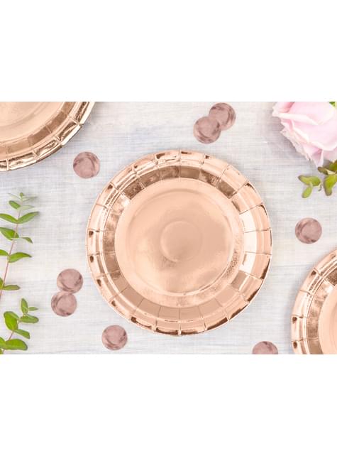 6 platos oro rosas de papel - Vintage Birthday (18 cm) - Partydeco | Funidelia