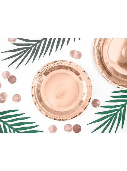 6 platos oro rosas de papel - Vintage Birthday (18 cm) - Partydeco | Funidelia