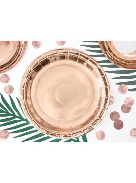 6 platos oro rosas de papel - Vintage Birthday (23 cm) - Partydeco | Funidelia