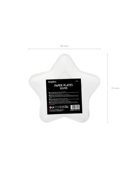 6 platos plateados con forma de estrella de papel (18 cm) - New Year’s Eve & Carnival - Partydeco | Funidelia