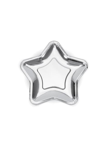 6 platos plateados con forma de estrella de papel (18 cm) - New Year’s Eve & Carnival - Partydeco | Funidelia