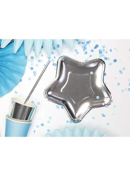 6 platos plateados con forma de estrella de papel (18 cm) - New Year’s Eve & Carnival - Partydeco | Funidelia
