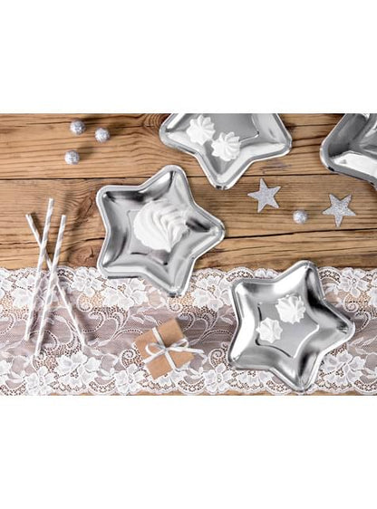 6 platos plateados con forma de estrella de papel (18 cm) - New Year’s Eve & Carnival - Partydeco | Funidelia