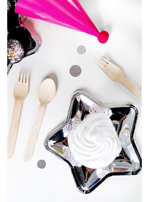 6 platos plateados con forma de estrella de papel (18 cm) - New Year’s Eve & Carnival - Partydeco | Funidelia