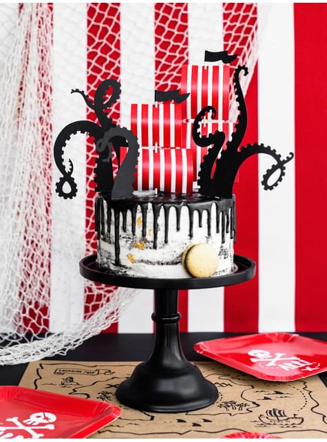 6 platos rojos cuadrados “Arr!“ de papel (20 cm) - Pirates Party - Partydeco | Funidelia