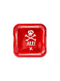 6 platos rojos cuadrados “Arr!“ de papel (20 cm) - Pirates Party - Partydeco | Funidelia