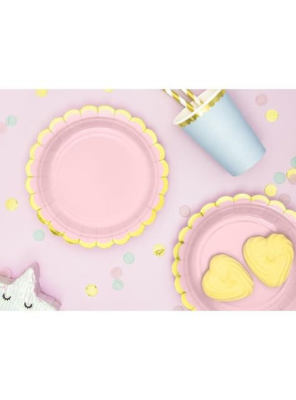 6 platos rosa pastel de papel (18 cm) - Yummy - Partydeco | Funidelia