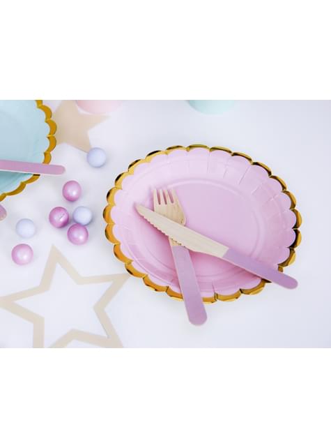 6 platos rosa pastel de papel (18 cm) - Yummy - Partydeco | Funidelia