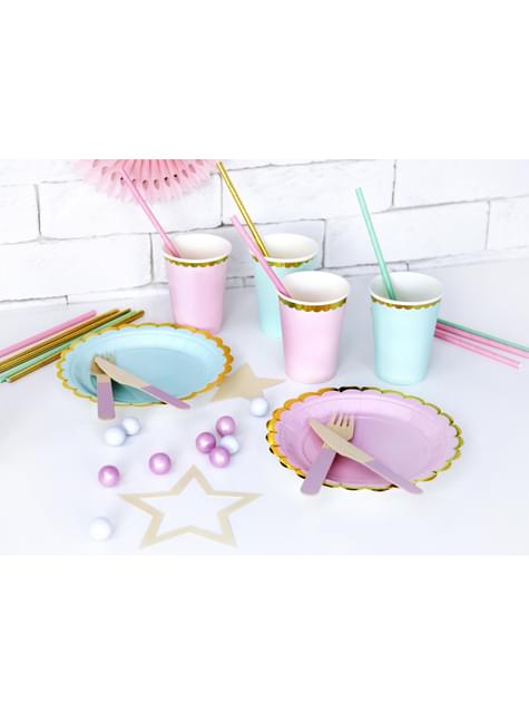 6 platos verde menta de papel (18 cm) - Yummy - Partydeco | Funidelia