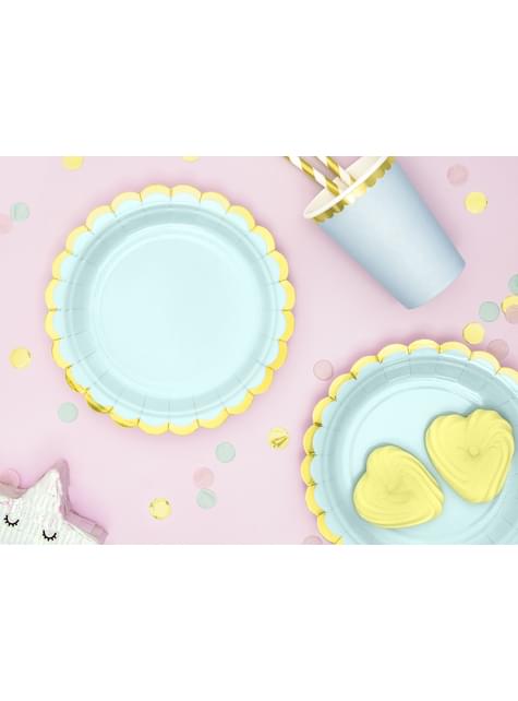 6 platos verde menta de papel (18 cm) - Yummy - Partydeco | Funidelia