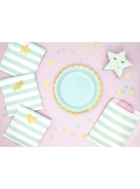 6 platos verde menta de papel (18 cm) - Yummy - Partydeco | Funidelia