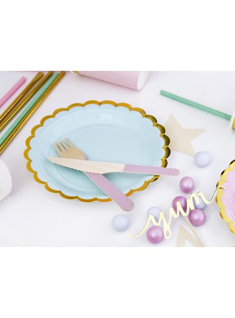 6 platos verde menta de papel (18 cm) - Yummy - Partydeco | Funidelia