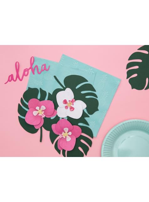 6 tarjetas para mesa verde con forma de hoja - Aloha Turquoise - Partydeco | Funidelia