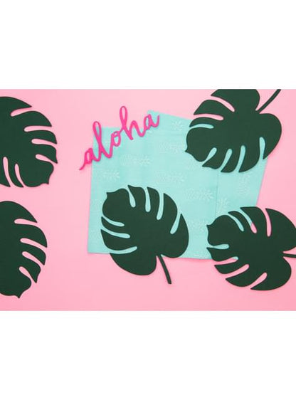6 tarjetas para mesa verde con forma de hoja - Aloha Turquoise - Partydeco | Funidelia
