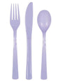 6 tenedores, 6 cucharas y 6 cuchillos de plástico de color lila - Unique | Funidelia