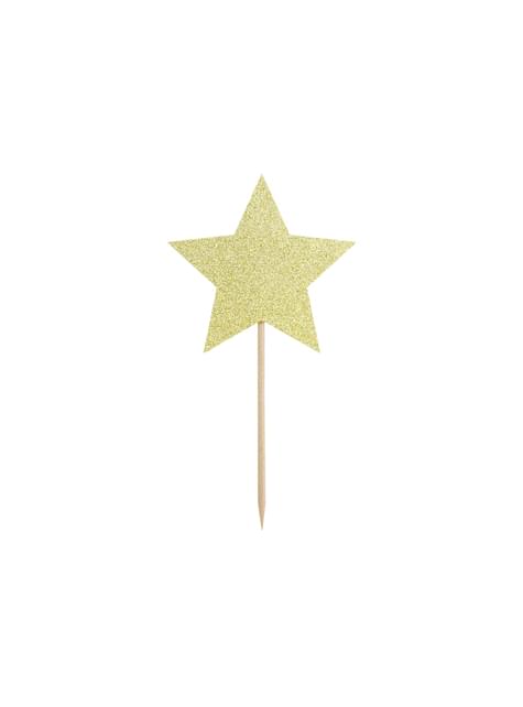 6 toppers decorativos con forma de estrella - Partydeco | Funidelia