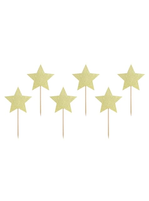 6 toppers decorativos con forma de estrella - Partydeco | Funidelia