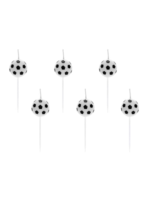 6 velas de balones de fútbol (2,5 cm) - Football Party
