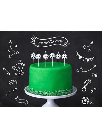 6 velas de balones de fútbol (2,5 cm) - Football Party