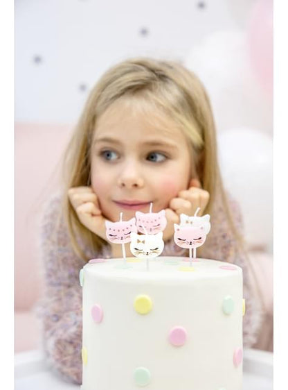 6 velas de cumpleaños con formas de gato variadas (2 cm) - Meow Party - Partydeco | Funidelia