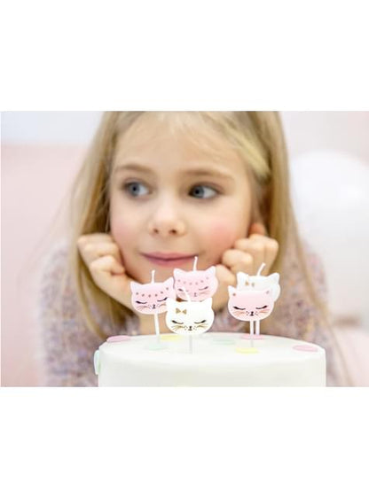 6 velas de cumpleaños con formas de gato variadas (2 cm) - Meow Party - Partydeco | Funidelia
