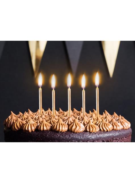 6 velas de cumpleaños doradas (6 cm) - Partydeco | Funidelia