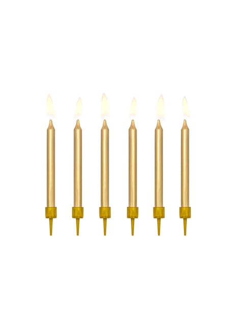 6 velas de cumpleaños doradas (6 cm) - Partydeco | Funidelia